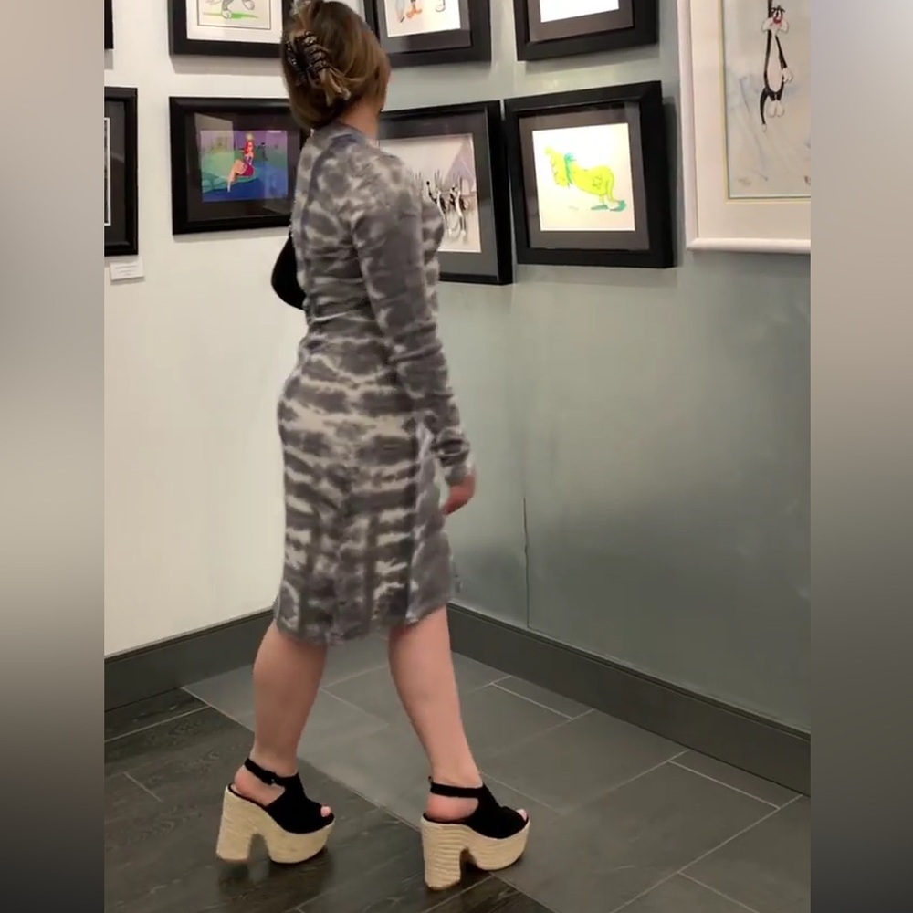 Young Fabulous & Broke Black and Cream Tie-Dye Long Sleeve Dress